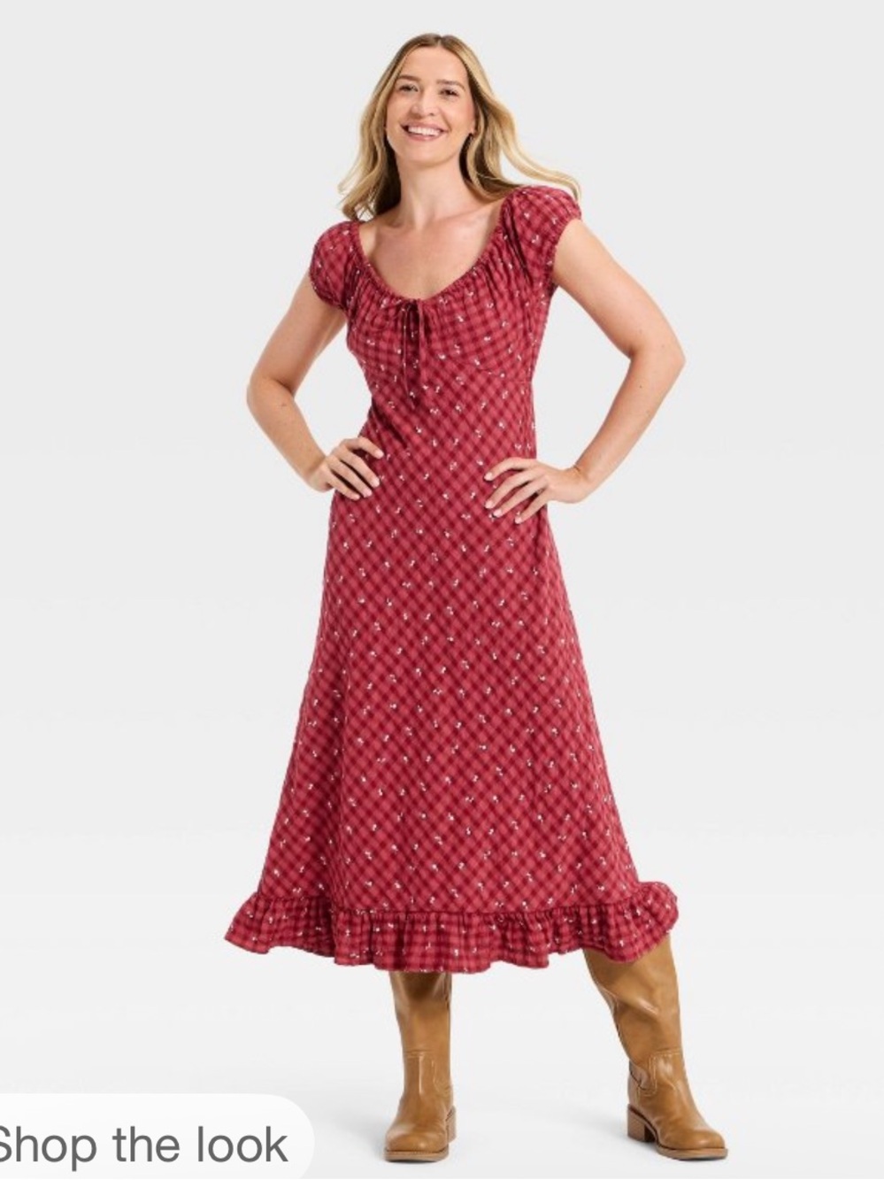 Puff Short Sleeve Maxi Sundress Large